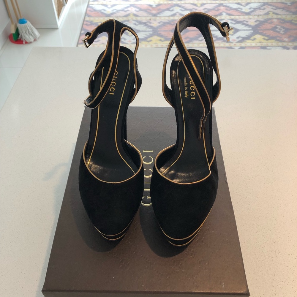 Black and Gold Gucci Heels!